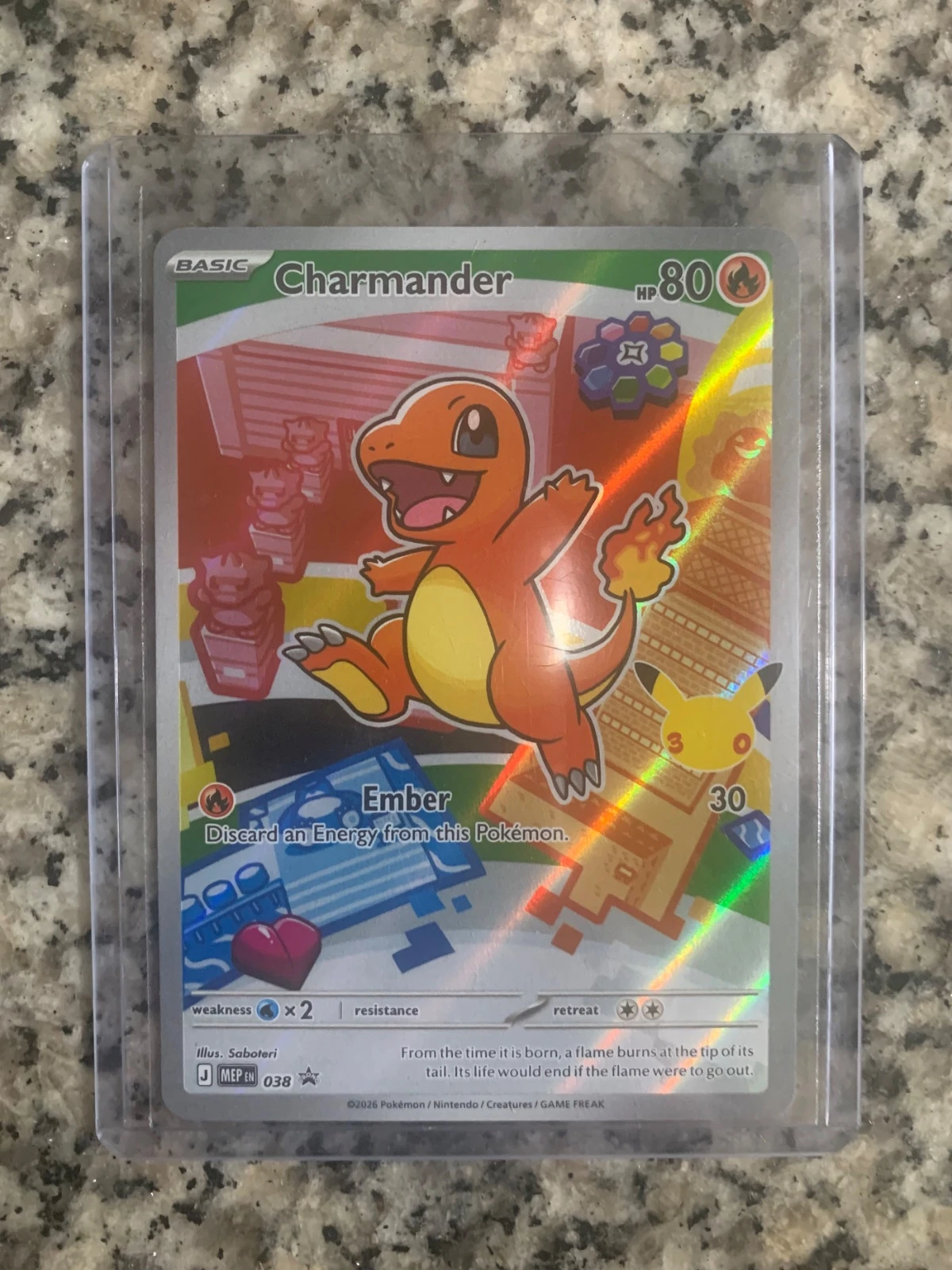 Foto real de Charmander Mega Evolution Promo/ Bulbasaur Mega Evolution Promo/ Squirtle Mega Evolution Promo