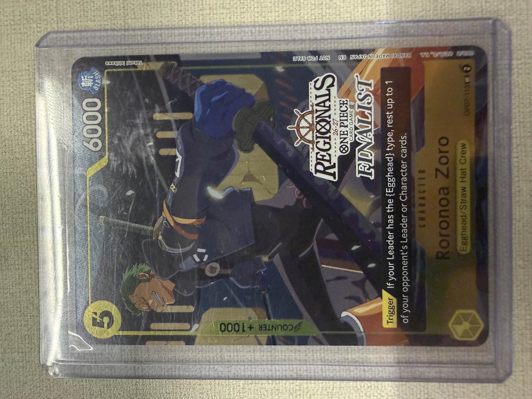 Foto real de Roronoa Zoro (113) (Regionals Finalist Card Set 26-27)